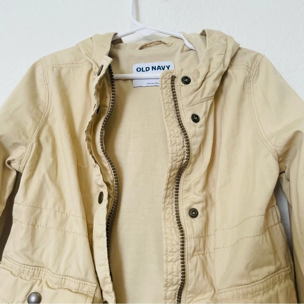 Old Navy toddler boy jacket size 4T khaki utility hooded winter snap button kid